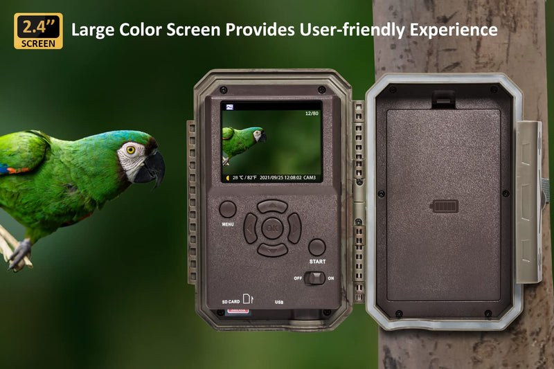 [AUSTRALIA] - Trail Camera, 48MP 1296p, Clear 100ft Night Vision Motion Activated, Hunting Game Camera with Fast 0.1s Trigger Speed, IP66 Waterproof P60 Camo B 
