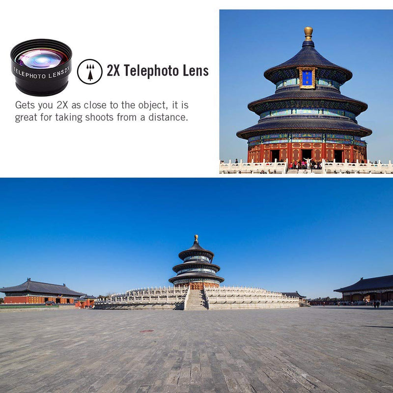 Upgraded Phone Camera Lens Kit (5 in 1) - Macro Lens+Super Wide Angle Lens+Telephoto Zoom Lens+198 Fisheye Lens+CPL for iPhone, Pixel, Samsung, Android, Smartphones 5 in 1