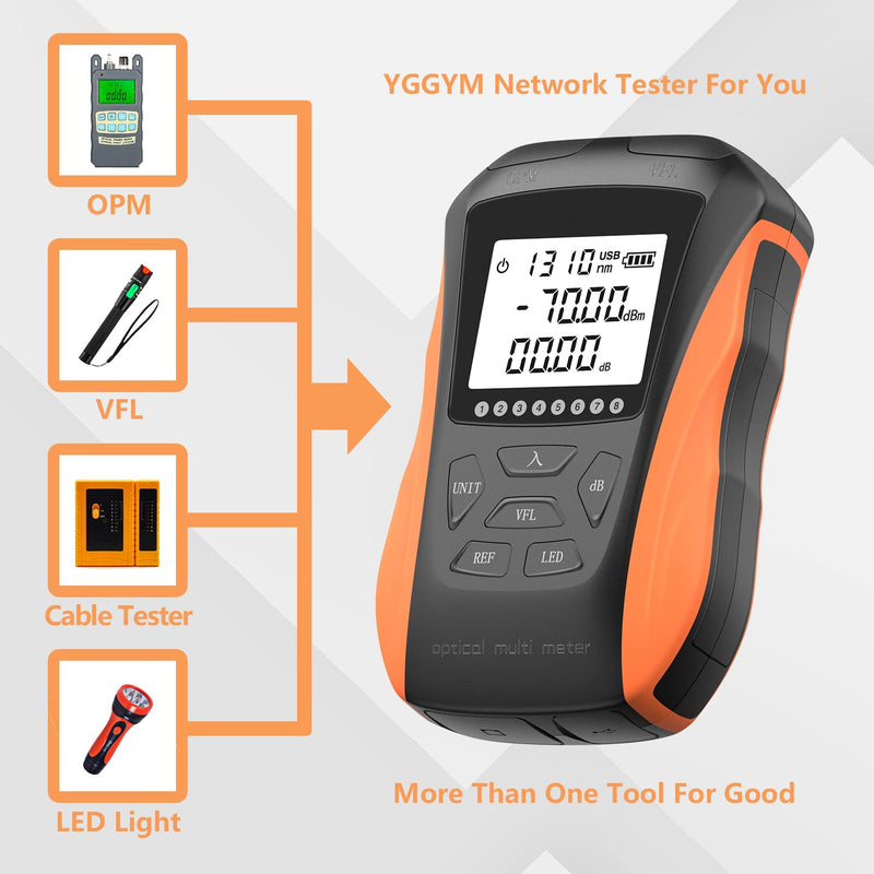 [AUSTRALIA] - Optical Power Meter with Visual Fault Locator, Fiber Light Meter with Cable Tester Function and Li-ion Battery USB Charge for FC/SC/ST Universal Interface 