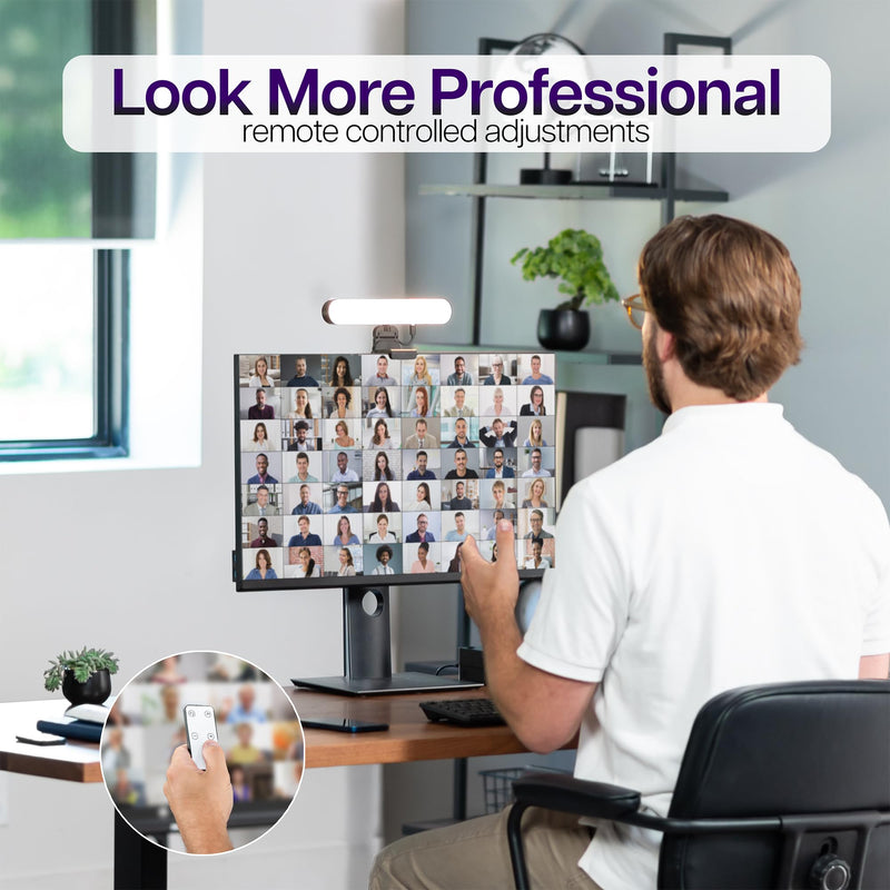 Life Finds Webcam Light for Streaming on Monitor or Laptop, Freestanding Video Conference Lighting, USB-C Connectivity, Remote Control Included, Black, LF-WL1