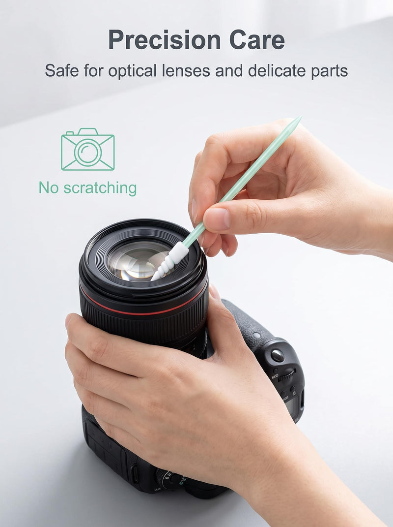 200 Pcs Foam Tip Cleaning Swabs, Pointed Micro Swabs for Printer Head, Camera Lens & Electronics, Detailing Sticks (Green)
