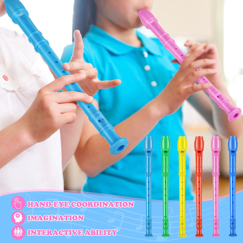 8 Hole Soprano Recorders Descant Flute Bulk With Cleaning Rod German Style for Back to School Gift Operation Christmas Shoebox Supplies Musical Instruments Party Favor (12 Pack) 12