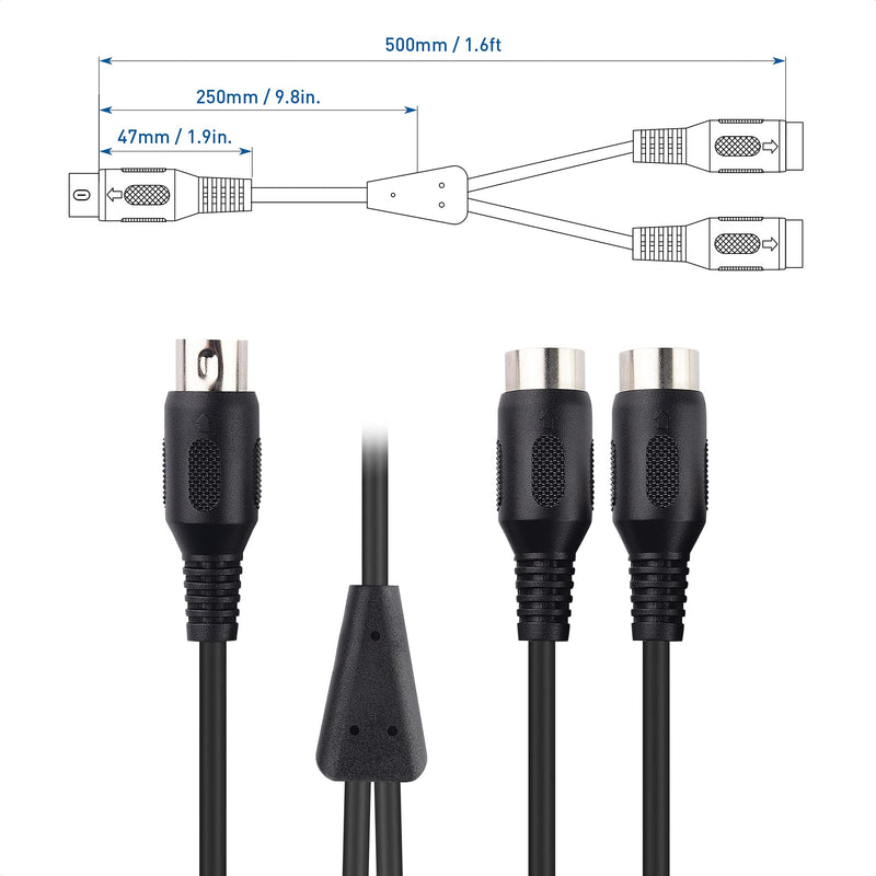 [AUSTRALIA] - Cable Matters 5-PIN DIN MIDI Splitter Cable (Dual MIDI Cable) - 0.5 Meters / 1.6 Feet 