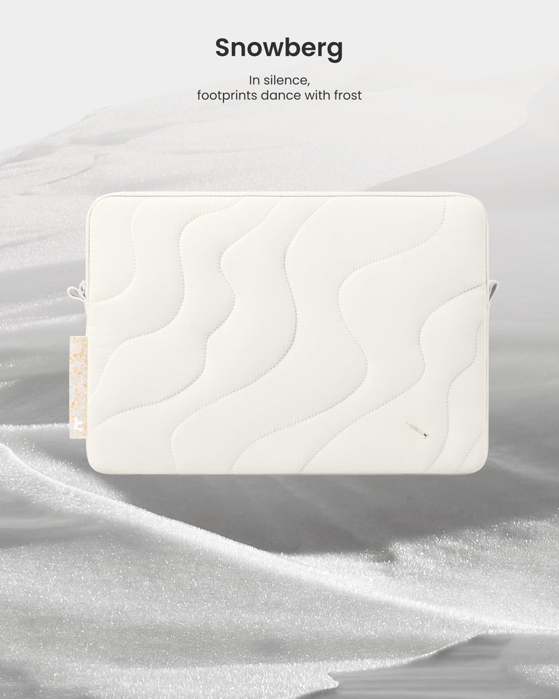 tomtoc 360 Protective Puffy Laptop Sleeve for 15-inch MacBook Air M3/A3114 2024, M2/A2941 2023, 15-inch Surface Laptop 6/5/4/3, Quilted Puffer Bag Soft Lightweight Shockproof Laptop Case, Snowberg 15-inch for MacBook Air