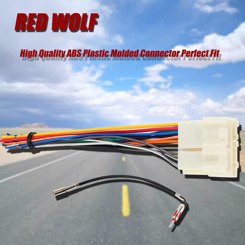 RED WOLF Radio Wiring Harness with Antenna Adapter Plug for 1989-2002 Chevy GMC Buick Cadillac Aftermarket Stereo Install Connector Kit Radio harness+ GM10 antenna adapter