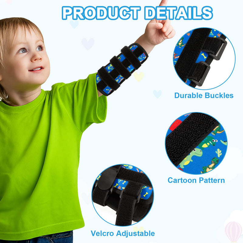 2 PCS Thumb Sucking Deterrent, Blue Dinosaur Thumb Guard for Kids Toddlers Nail Biting Treatment, Anti Nose Picking, Scratching Face, Elbow Immobilizer for Boys Girls, Finger Sucking Prevention