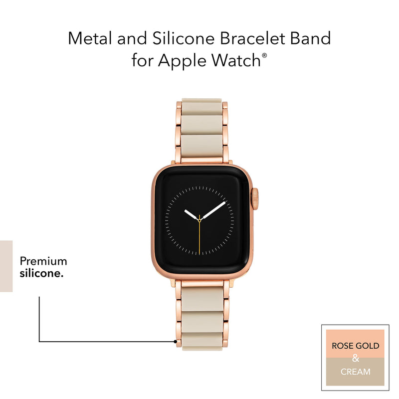 Anne Klein Silicone Adjustable Bracelet for Apple Watch Cream/Rose Gold 42mm (Series 10) & 38/40/41mm