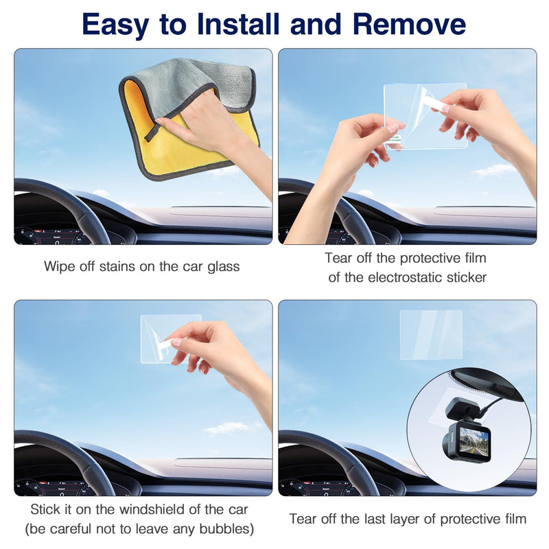 Car Windshield Electrostatic Film and Double-Sided Sticker Adhesive Pad for Mounting Dash Cam, Camera, Windshield Sticker Applicator Car Decals Sticky Pad 10