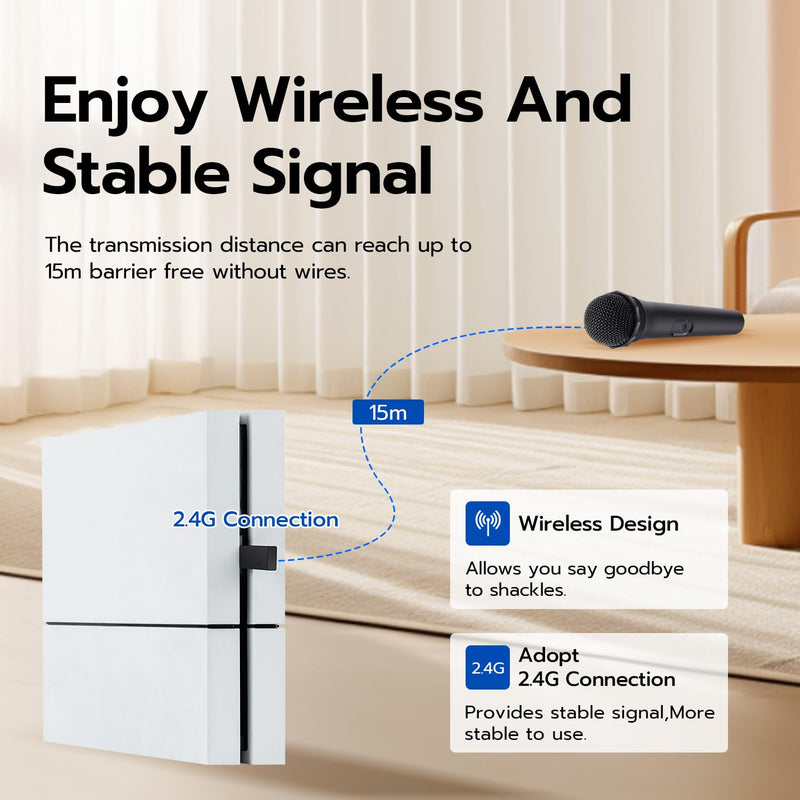 [AUSTRALIA] - Mcbazel Wireless USB Gaming Microphone Compatible with Xbox Series X/S, PS5, Switch OLED, NS Switch/Switch2, PC, PS4, PS3, PS2, Xbox One X/S, Xbox One, Xbox 360, Wii 1 Pack 