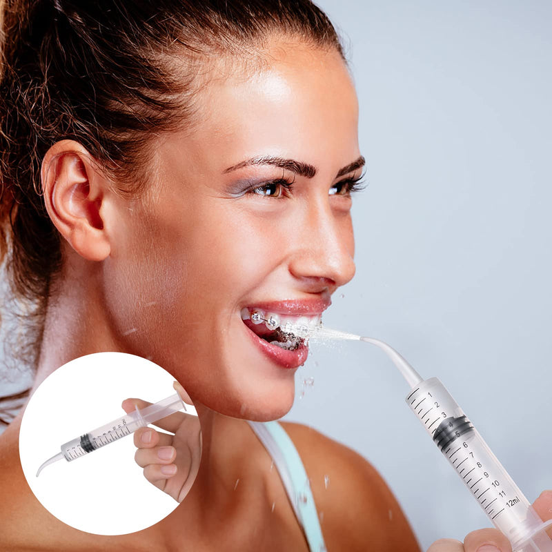 [AUSTRALIA] - Molain Oral Dental Syringe Measurement 10 Pieces 12 ml Ear Cleaning Solution Empty Bottles Adapter Extraction Hook Syringe Removal Tube with Curved Tip Watering Dropper Picks Dental Care 
