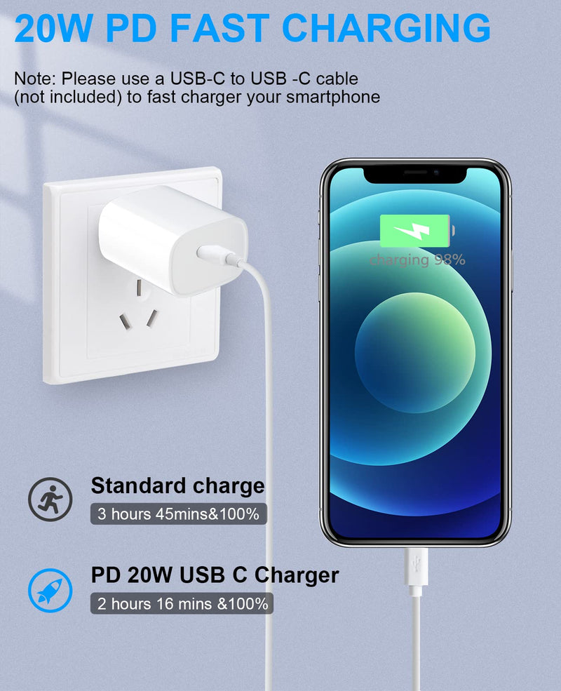 iPhone 13 12 11 Fast Charger [MFi Certified],10FT Long Fast Charging Lightning Cable with 20W USB C Charger Block for iPhone13/13Pro Max/12/12 Pro Max/11/11Pro/XS/Max/XR/X/8Plus,iPad,2 Pack White