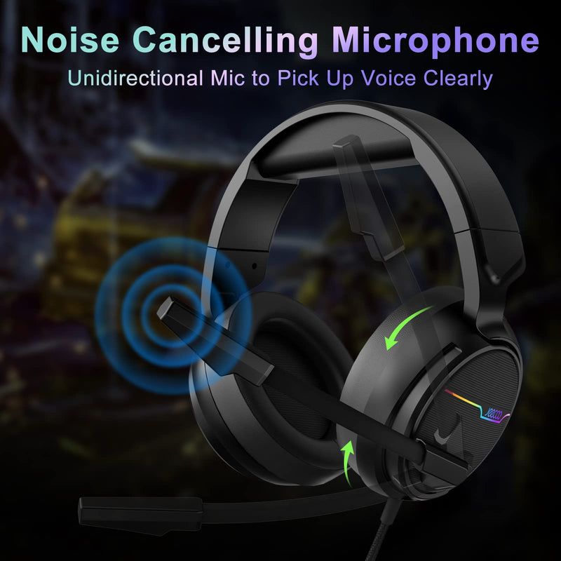 [AUSTRALIA] - Jeecoo V20U USB Pro Gaming Headset for PC - 7.1 Surround Sound Headphones with Noise Cancelling Microphone- Memory Foam Ear Pads RGB Lights for Laptops 