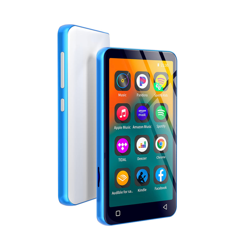 MP3 Player with Bluetooth and WiFi,MP3 Player with Spotify,Spotify Kids,Audible,Pandora,Amazon Music,4" Music Player MP4 Up to 1TB(80GB,Blue_White) 80GB Blue