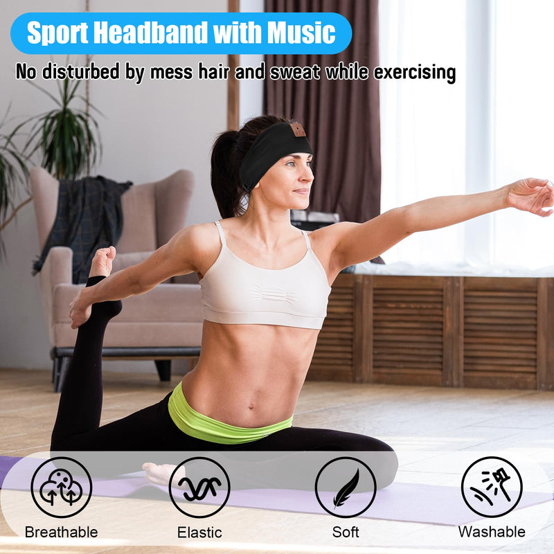 [AUSTRALIA] - 2-Pack Sleeping Headphones Bluetooth 5.4 Headband, Headband Headphones with Ultra-Thin Speakers, Headphones Headband for Side Sleepers, Running, Insomniac, Travel, Meditation（Black&Grey） Black+Grey 