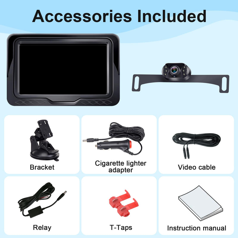 15-Minute Easy to Install Backup Camera: Plug-Play 15FT Clear Night Vision | HD 1080P Real-time Image Transmission for Backing Up Safely - Dustproof & Weatherproof Back Up Camera for Car Truck SUV 4.3" Monitor with Camera