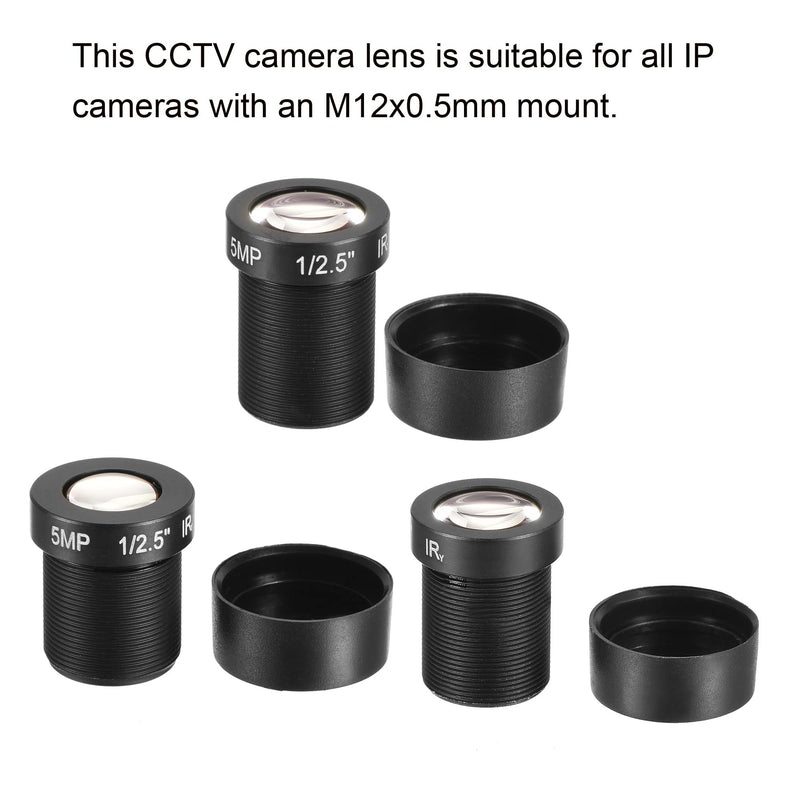 MECCANIXITY CCTV Lens 8mm/12mm/16mm 5MP F2.0 FPV Wide Angle for CCD Camera, 3 Pack