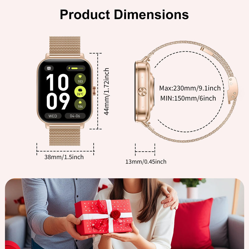 Smart Watches for Women (Android&iPhone), 1.85" HD Smart Watch with Calls/Messages/Notifications, 1000mAh Battery lasts 20 days, Heart Rate/Sleep Monitoring, 130+ Sports Modes Activity Trackers