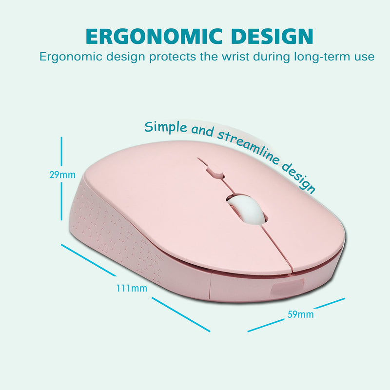 YUMQUA Wireless Mouse for Laptop, Slim 2.4G Optical Silent Computer Mouse with USB Receiver, 3 Levels DPI Cordless Mice for Chromebook PC Windows MacBook -Pink Pink