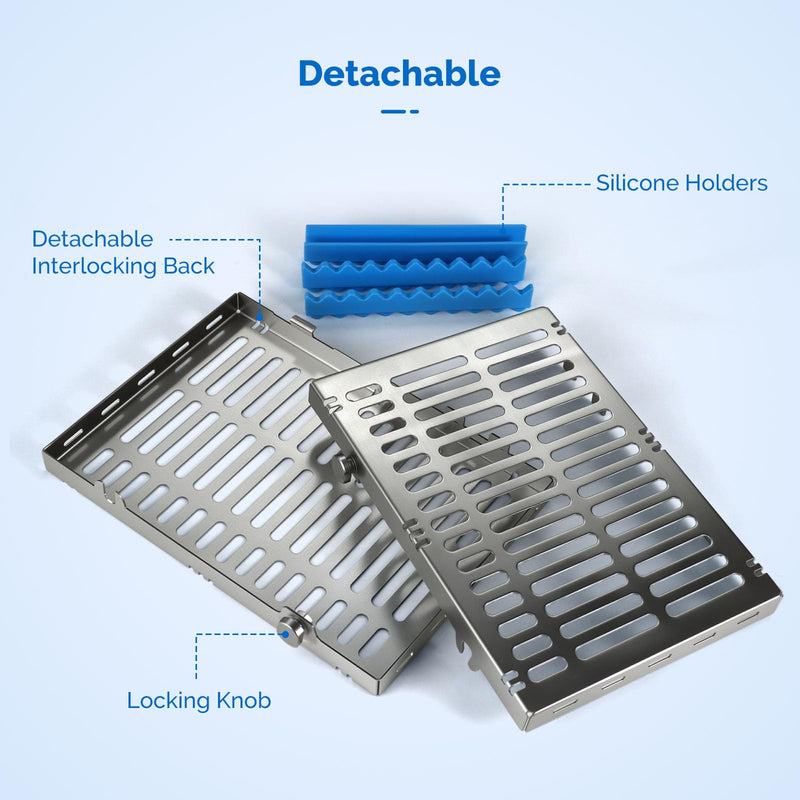 [AUSTRALIA] - JMU Dental Autoclave Sterilization Cassettes for 10 Instruments, Detachable Instrument Cassette Rack, Blue 1 