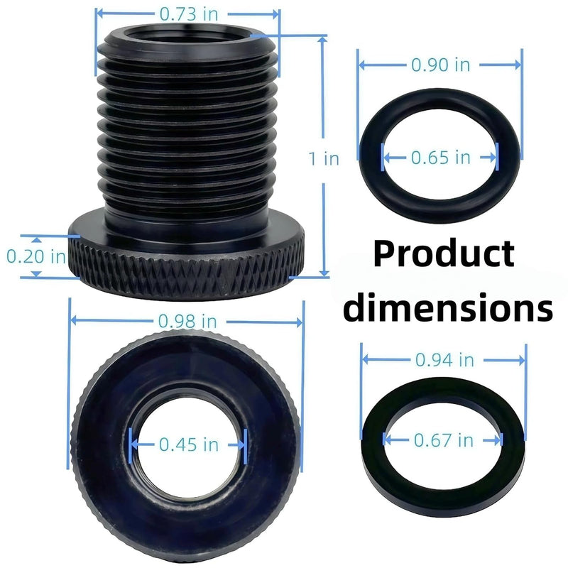 [AUSTRALIA] - 5 Pack Thread Adapters and 10 PCS Washers, 1/2 * 28-3/4 * 16, Black Durable black-4 