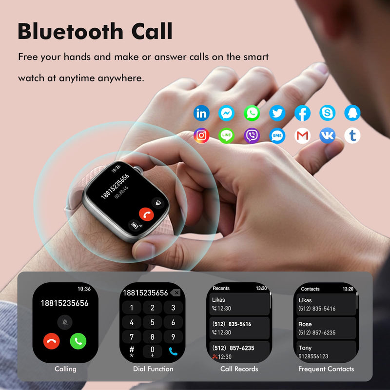 YMS Smart Watch for Women Men - (Answer/Make Calls) Compatible with iOS/Android Phones,3ATM Waterproof,Heart,Rate,Sleep,Pressure,Steps Monitor,100+ Sports Trackers (Black and Pink) Black and Pink