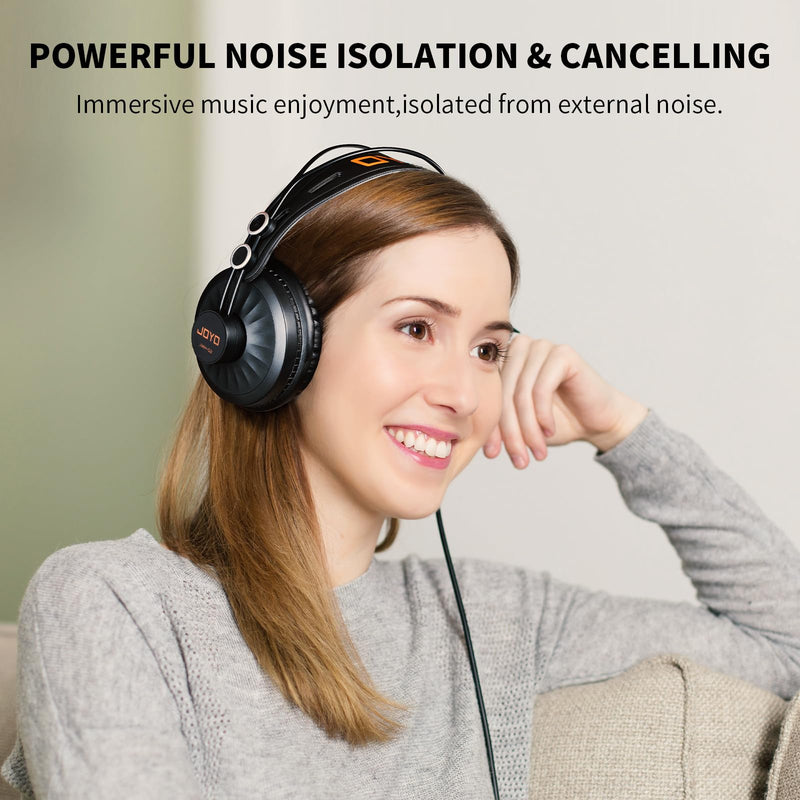JOYO Studio Headphones Monitor Headphone for Recording Over Ear Noise Canceling for Guitar Cellphone Mixer Amplifier Podcast DJ and Keyboard Piano (JMH-02) Over-Ear Monitor Gray