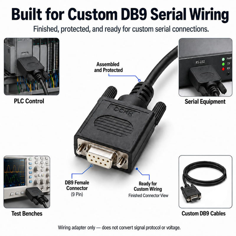 UHUZZ 1PCS DB9 Female Breakout Connector, Solderless 9-Pin D-Sub RS232 Serial Adapter with Screw Terminals, Protective Housing, Long Screws and Tail Pipe for PLC, Modem, Industrial Equipment 1 pcs