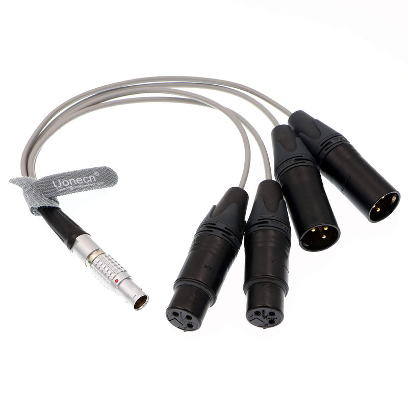 [AUSTRALIA] - Uonecn 10 Pin Male Plug to 4 XLR 3 Pin Breakout Audio Input Output Cable for Atomos Shogun Monitor Recorder Audio Splitter 30cm Straight 10 Pin to 4*XLR 