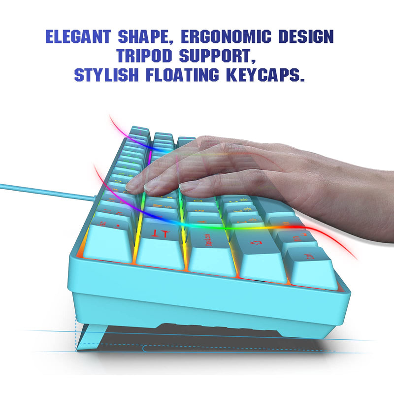 Snpurdiri 60% Membrane Gaming Keyboard,RGB Compact Wired Small Keyboard, Strong Mechanical Feel for PC/Mac Gamer, Typist, Travel, Easy to Carry on Business Trip(68 Keys,Blue) Blue