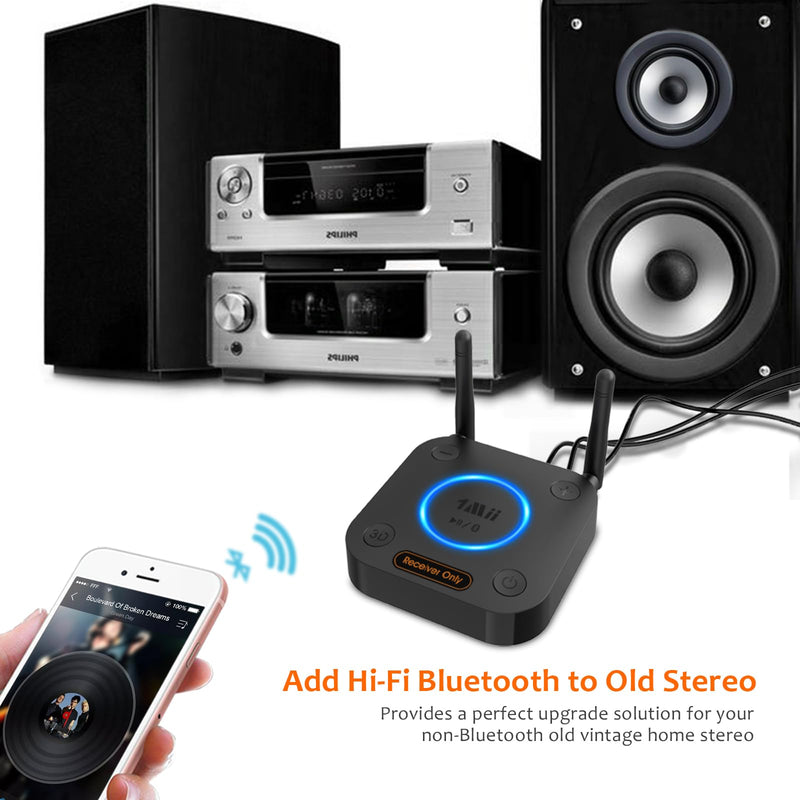 [AUSTRALIA] - [Upgraded] 1Mii B06Pro Long Range Bluetooth Receiver, HiFi Wireless Audio Adapter, Bluetooth 5.3 Receiver with 3D Surround aptX HD Low Latency Optical RCA AUX 3.5mm Coaxial for Home Stereo System B06Pro Black 