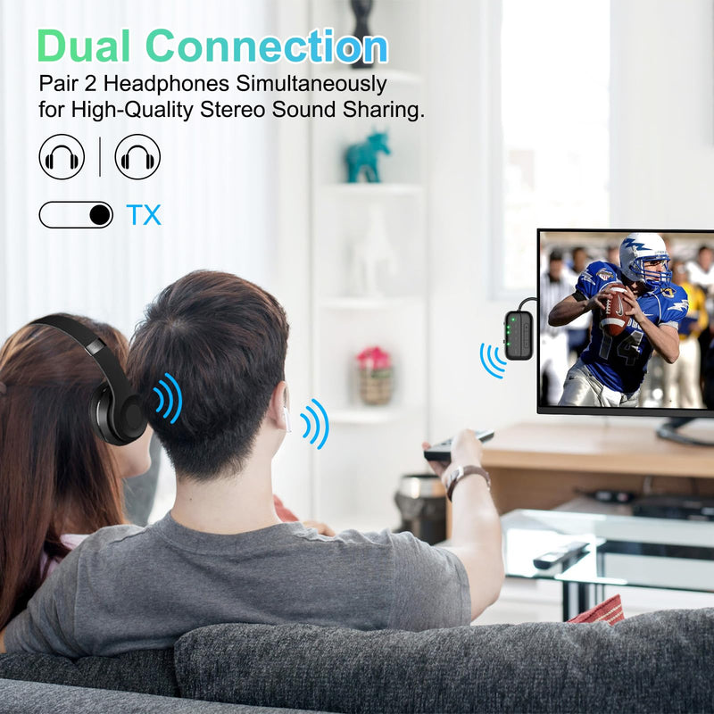2024 Upgraded Pro Bluetooth Transmitter Receiver,2-in-1 Airplane Bluetooth 5.4 Adapter for Flight,TV,PC,Gym,Switch,Supports to 2 AirPods/Headphones;Bluetooth Receiver for Car/Home Stereo Black