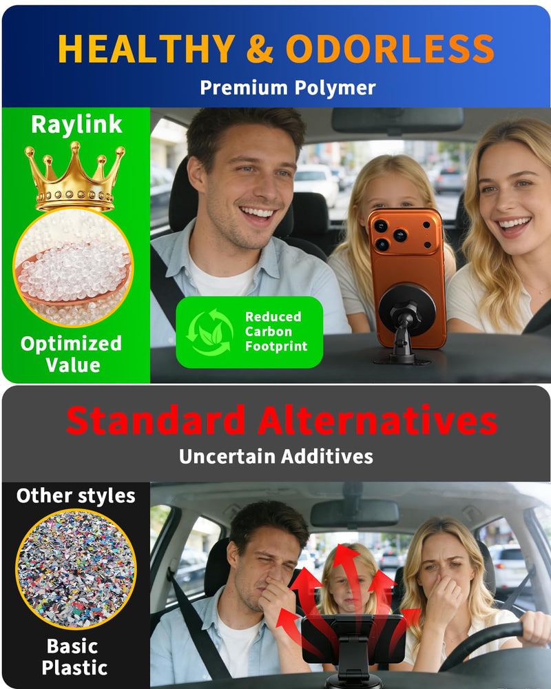 RayLink Phone Holders for Your Car 2026 Ultimate Phone Mount Military-Grade Windshield Dashboard Vent (Short Adhesive 360-degree Rotating Base + air Outlet Hook) Short adhesive 360-degree rotating base + air outlet hook