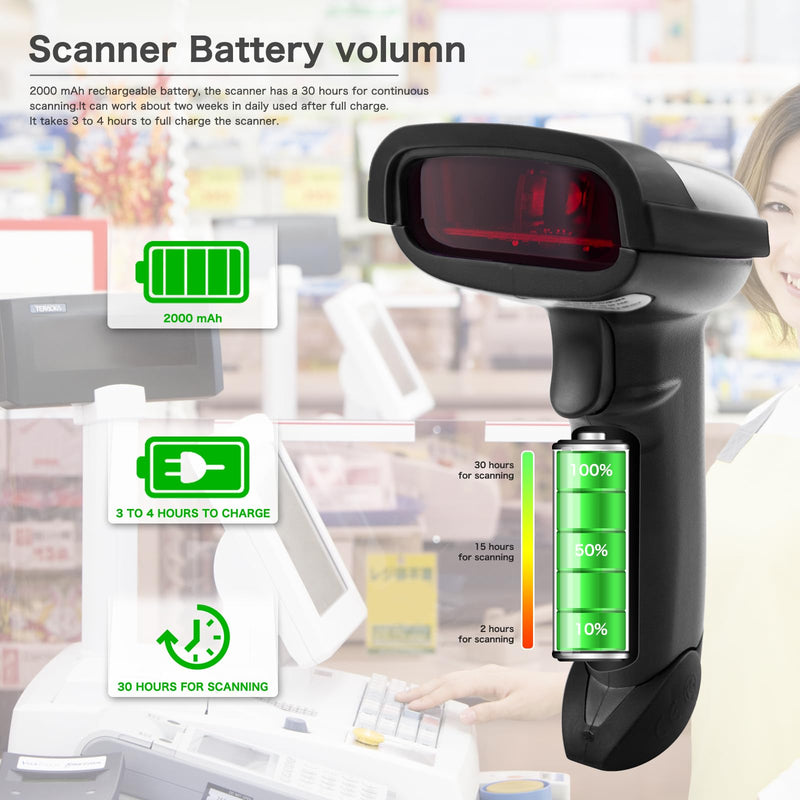 NETUM Wireless Barcode Scanner, 2 in 1 2.4G Wireless & USB Wired 1D Laser Barcode Reader Handheld Bar Code Reader Cordless Rechargeable Bar Code Scanner for Computer MAC Laptop (NT-1698W) NT-1698W