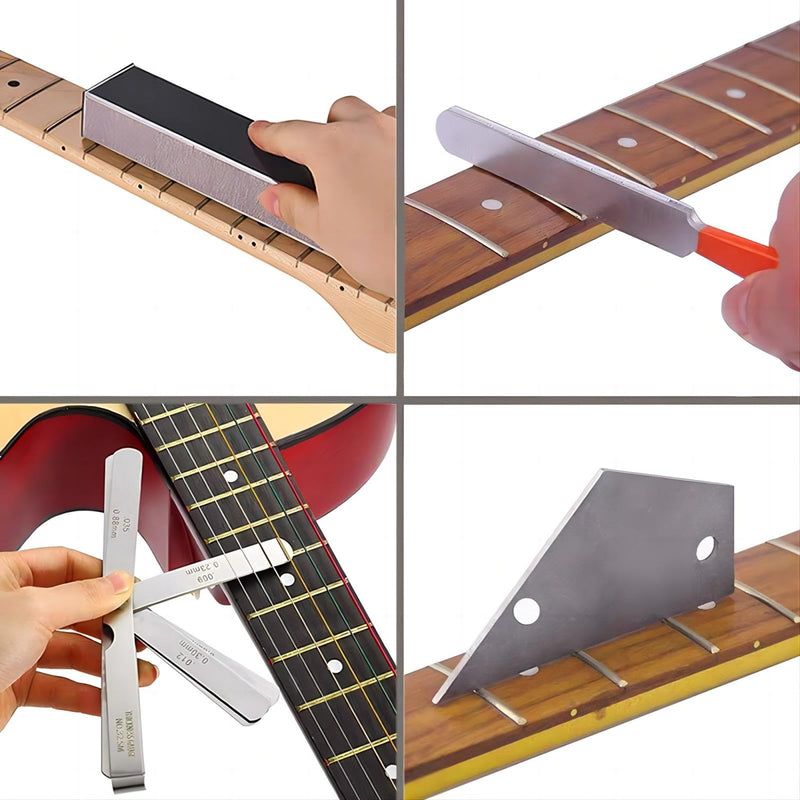 [AUSTRALIA] - 16PCs Guitar Diy Tools Fret File Crowning, Fret Rocker, Fret End Dressing File, Fret Wrap, Fret Leveling Beam, Fret Polishing Kit, Fingerboard Guards, String Spreaders Sanding Papers for Guitar Bass 