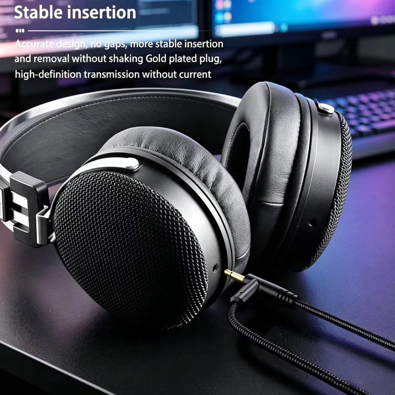 FAAEAL Wired Studio Headphones,Over Ear Boom mic Gaming Headset,HiFi Open-Back Stereo Headphones,Dual 3.5mm 50mm Dynamic Driver Monitoring Headset for Recording Mixing DJ Podcast Audiophile Wired Dual 3.5mm