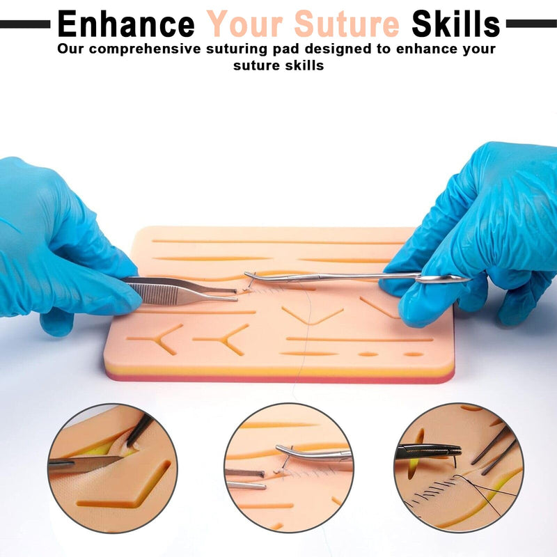 Wound Suture Exercise Kit: PRITOK 16 Pieces Suture Practice Kit, Suture Practice Set for Training for Students, Suture Set Seam Set, Silicone Suture Pads for Education Purposes Only
