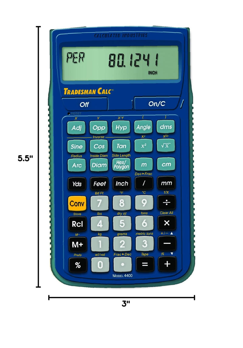 Calculated Industries 4400 TradesmanCalc Technical Trades Dimensional Trigonometry and Geometry Math and Conversion Calculator Tool for Tech Students, Welders, Metal Fabricators, Engineers, Draftsmen Small | Technical Trades, Dimensional Trigonometry a...