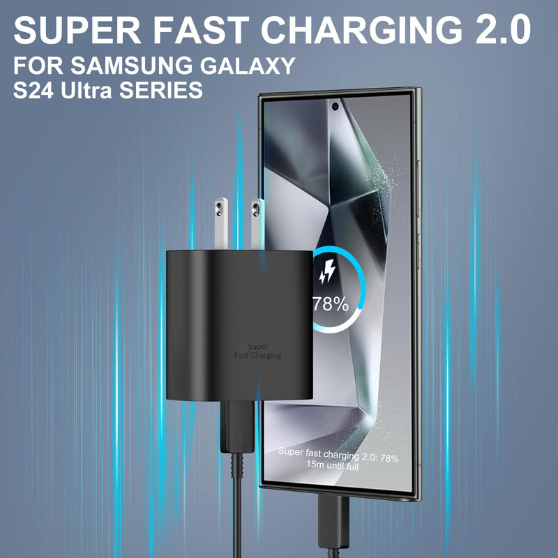USB C Fast Charger, 45W Samsung Super Fast Charger Type C Android Phone Charger Block with 10FT Long Type C Fast Charging Cable for Samsung Galaxy S24 Ultra/S24/S24+/S23 Ultra/S23/S23+/S22, Galaxy Tab Black