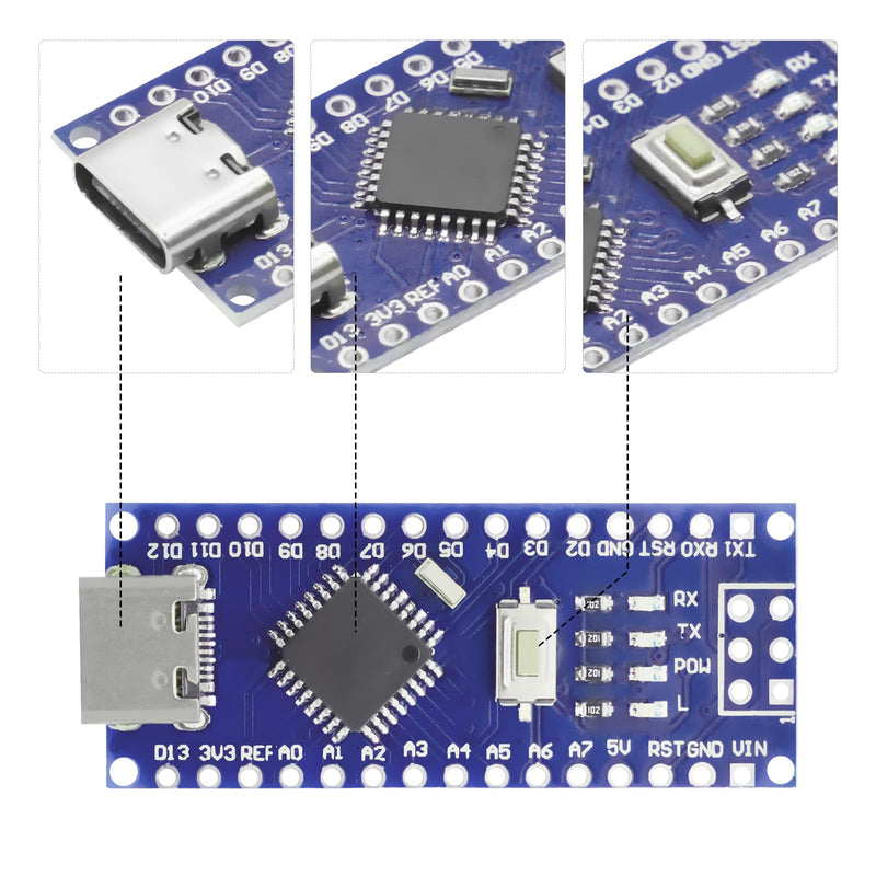[AUSTRALIA] - Nano Module with CH340 Microchip, 5 V/16 MHz Nano Board, Compatible with Arduino IDE (Type C Port) 3 PCS Type C port 