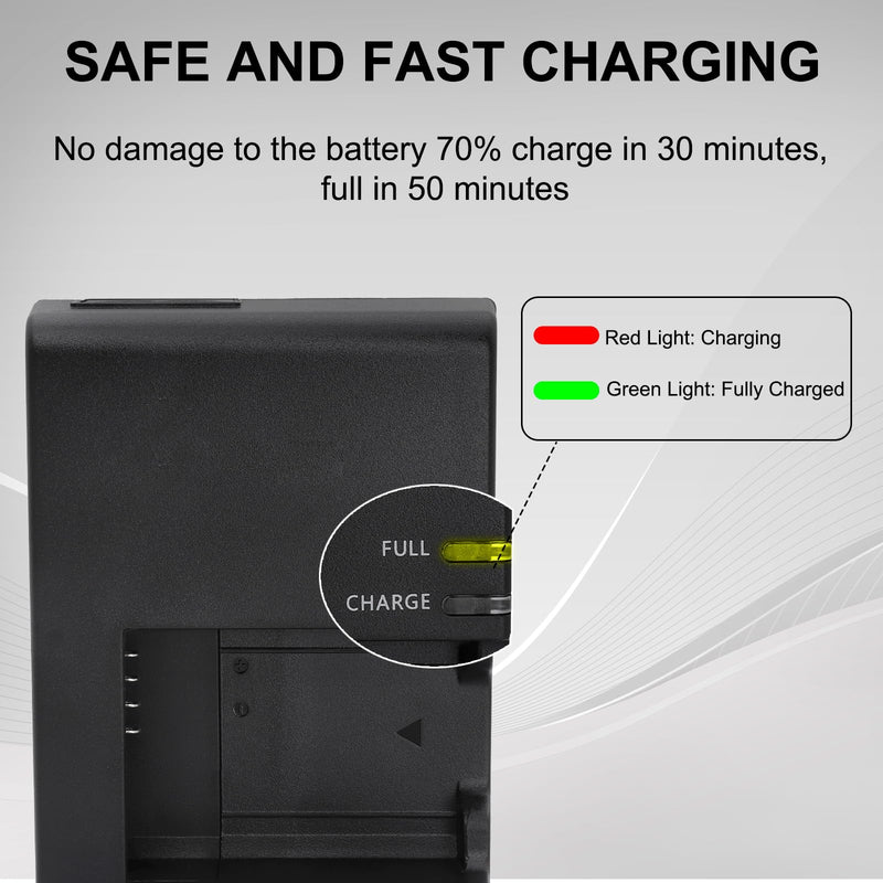 [AUSTRALIA] - LP-E10 LC-E10 LC-E10C Quick Battery Charger for Canon: EOS Rebel T7 T6 T5 T3 T100 4000D 3000D 2000D 1500D 1300D 1200D 1100D DSLR Digital Camera Kiss X50 Battery Power Supply Cord 