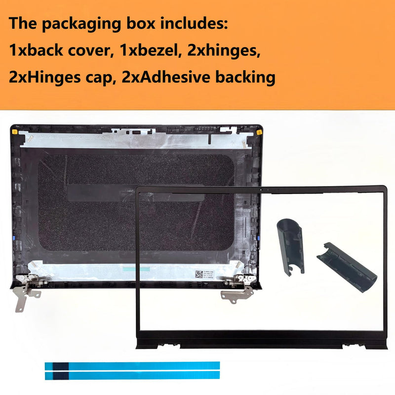 0VW3N0, 00WPN8 Replacement LCD Back Cover with Bezel and Hinges with Hinge Caps for Dell Inspiron 15 3530, 3520, 3511, 3510 Series, Black Top Lid