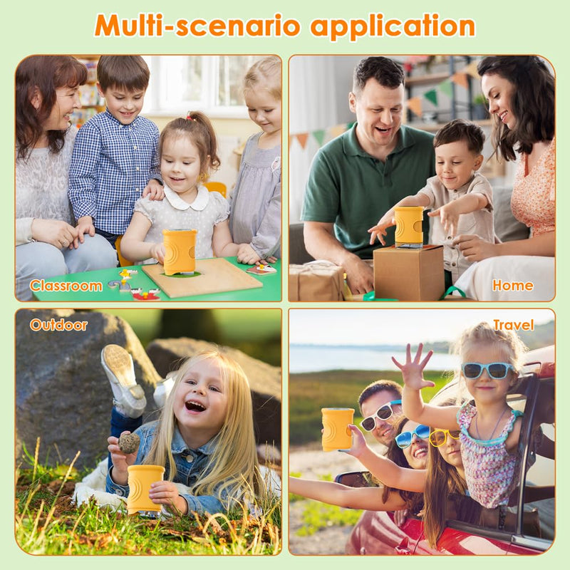 Temodu Kids Microscope 2.0" Screen 1000X Digital Microscope for Kids, Mini Pocket Handheld Microscopes for Children Birthday Festival Gift, Science Education Fun Toys for Boys Girls Ages 4-12 (Yellow) Yellow