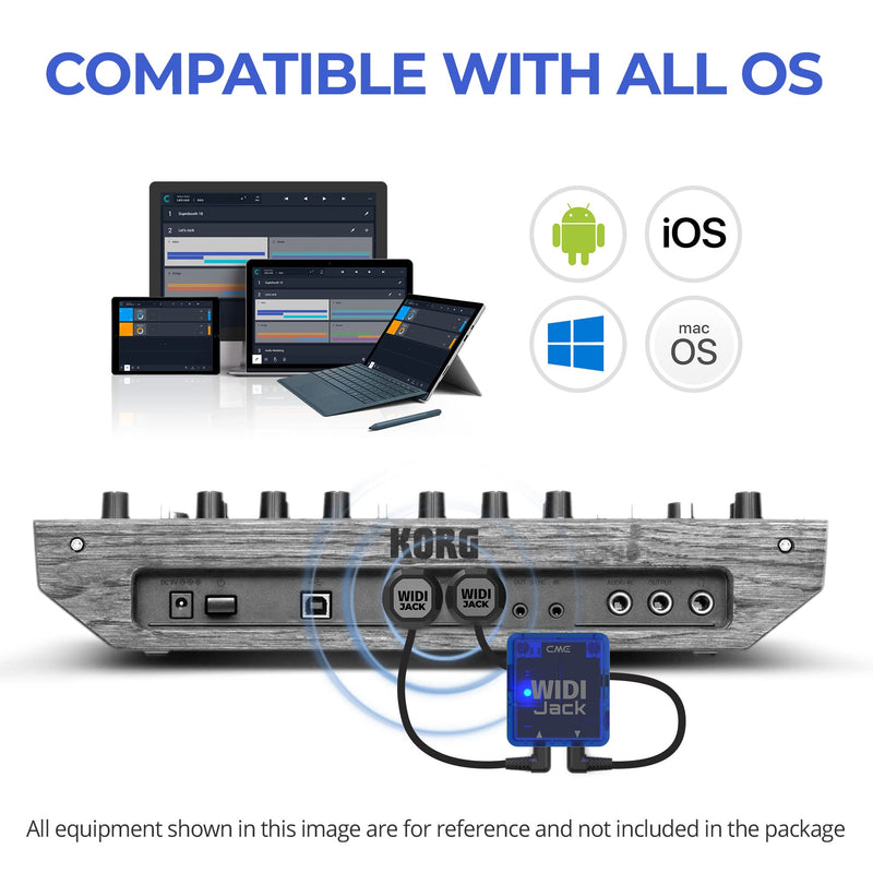 CME WIDI Jack + DIN-5 MIDI Cable Pack - Bluetooth MIDI Interface with 5-PIN DIN MIDI cables Included - Works with all DIN-5 MIDI devices - Wireless MIDI for Synth Keytar Pedalboard Keyboard