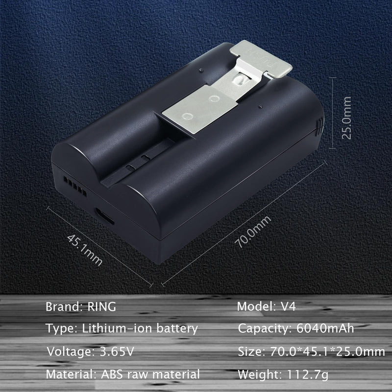 [AUSTRALIA] - 2-Pack Rechageable Lithium Ion V4 Battery 6040mAh Replacement for Ring-Doorbell Camera 2/3/4, Video Doorbell Elite, Peephole Cam, Stick Up Cam, Spotlight Cam, with Charger Station, 3.65v 