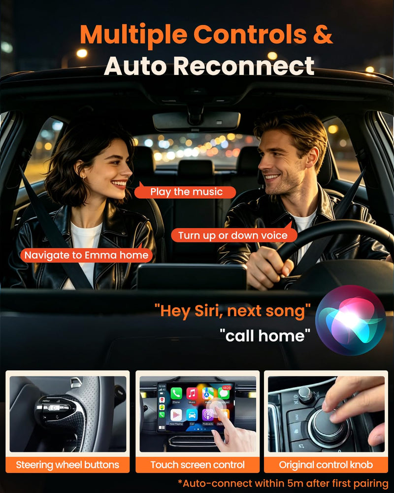 Wireless CarPlay & Android Auto Adapter – Classic Mini Car Shape, Converts Wired to Wireless, Plug & Play, Auto-Reconnect, OTA Update, Compatible with iPhone & Android (C1)