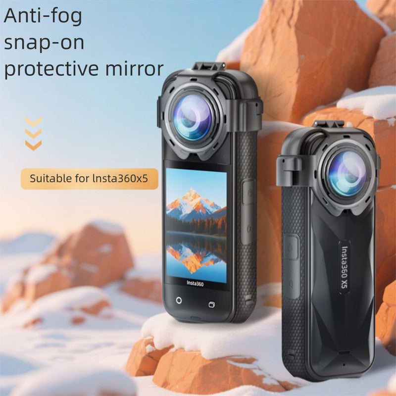 Insta 360 X5 Premium Glass Lens Guard Set for Insta360 X 5 X5 Protective Cover Case Cap Anti-fog Snap-on Protective Mirror