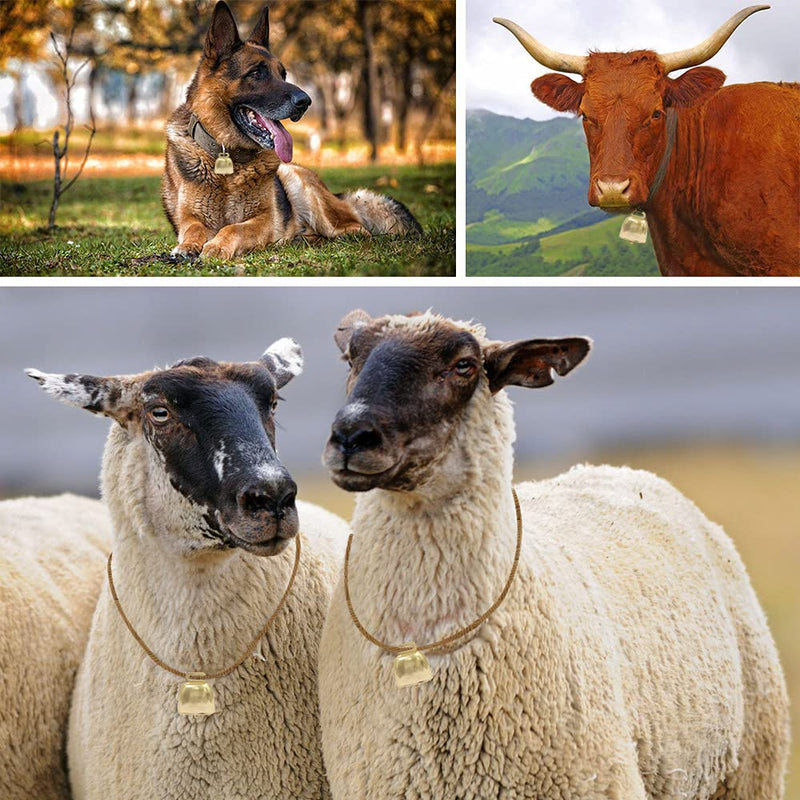 8 Pcs Shiny Gold Small Cow Bells, Loud Grazing Copper Bells Noise Makers, Metal Decorative Bells for Pet Dog Cat Pendants Christmas Tree Crafts 8 Pcs