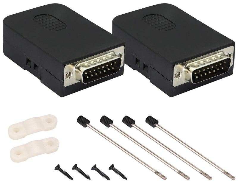 AAOTOKK DB15 Screw Terminal Block Adapter D-SUB 15 Pin 2 Row DB15 Male to 16 Pin/Way Female Serial Terminal Breakout Board Connector Signal Module with case (2Pcak/Male)