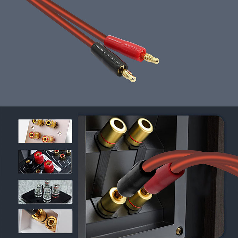 XMSJSIY 6.35mm 1/4 TRS to Banana Plug Speaker Cable, 6.35mm 3 Pole Speaker Cable with 4mm Banana Plug 2pcs OFC HiFi Speaker Wire for DJ Application Guitars Mixer Headphone Jack- (2m) (Pack of 2) 2 meters (Pack of 2)
