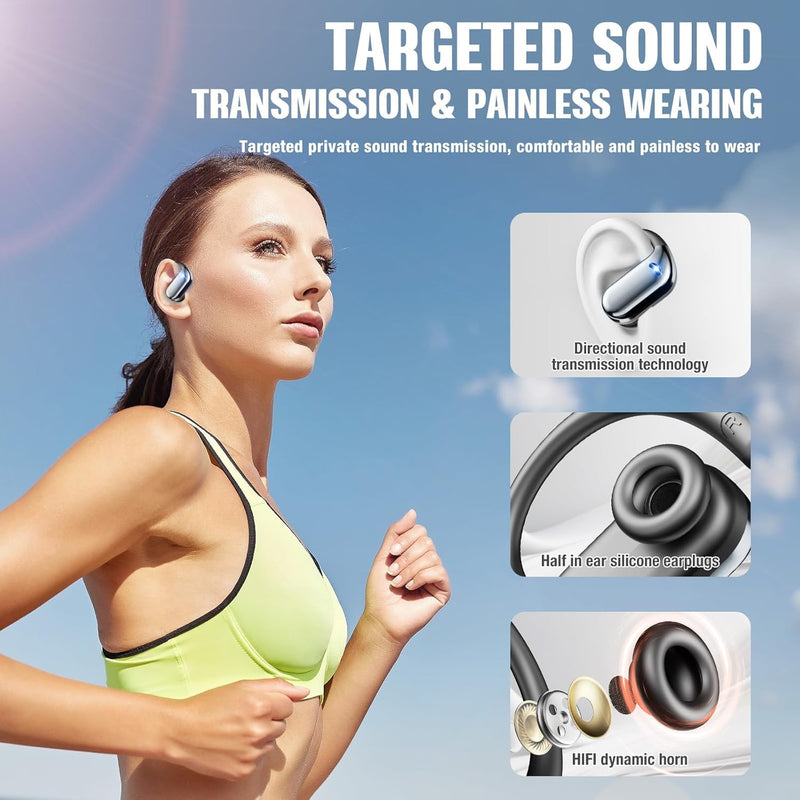 [AUSTRALIA] - Wireless Earbuds Bluetooth Headphones 80hrs Playback Ear Buds Power Display with Noise Canceling Mic with Earhooks for Sports/Workout/Running, Black 